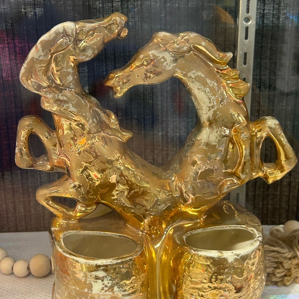 Rare 24kt Gold Horse Sculpture planter